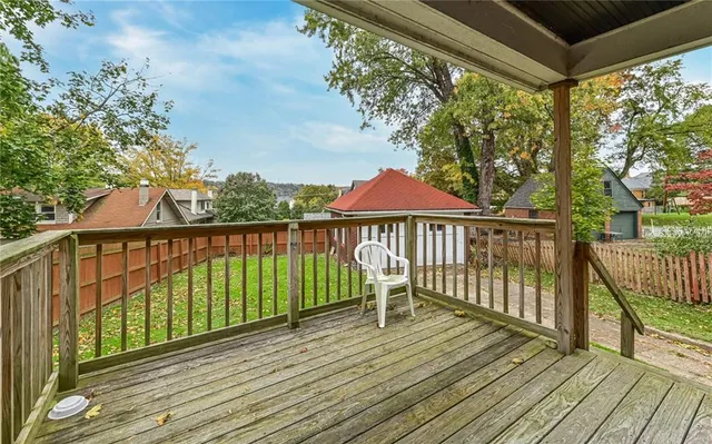 a view of a wooden deck