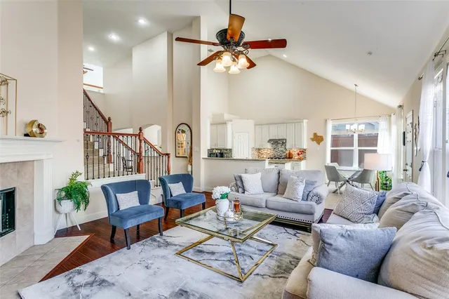 a living room with furniture