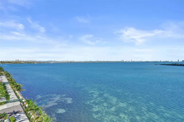 a view of a field with an ocean