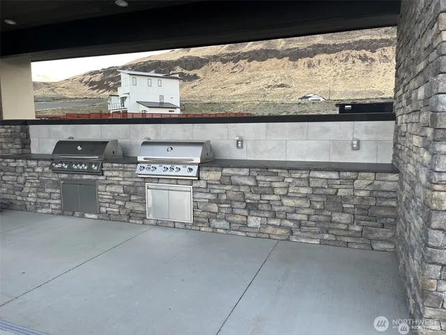 a view of an outdoor space and mountain in the back
