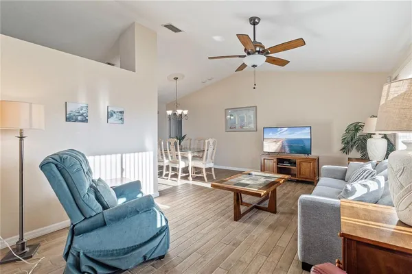 a living room with furniture