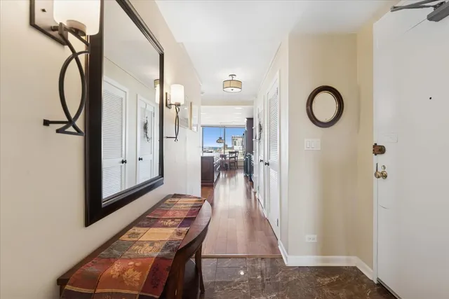 a view of a living room and bathroom