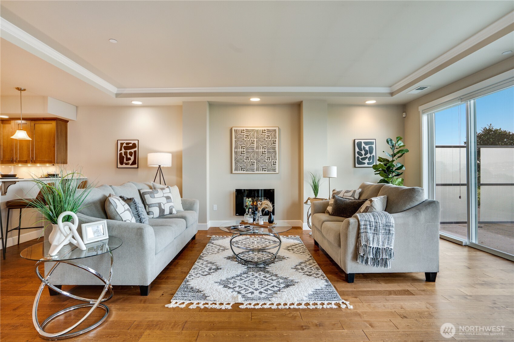 5105 Grand Loop, Unit 105 Tacoma, WA 98407 - Photo 10 of 39 a living room with furniture and a fireplace
