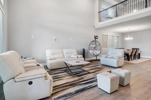 a living room with furniture