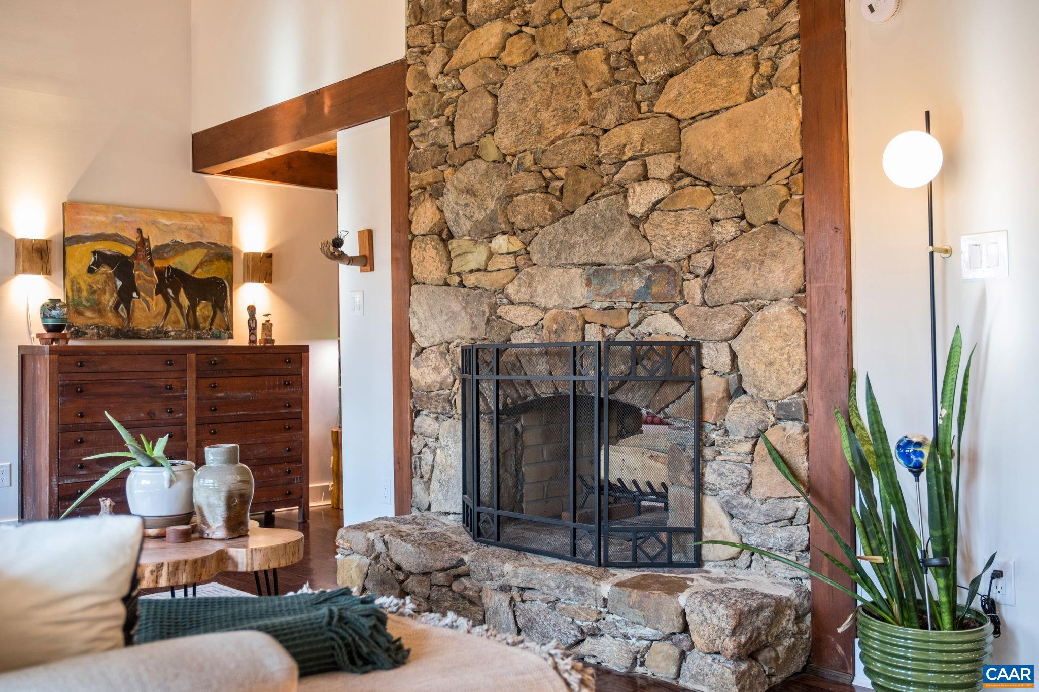 247 Blue Rock Ridge Charlottesville, VA 22903 - Photo 25 of 64 a living room with fireplace furniture and a potted plant