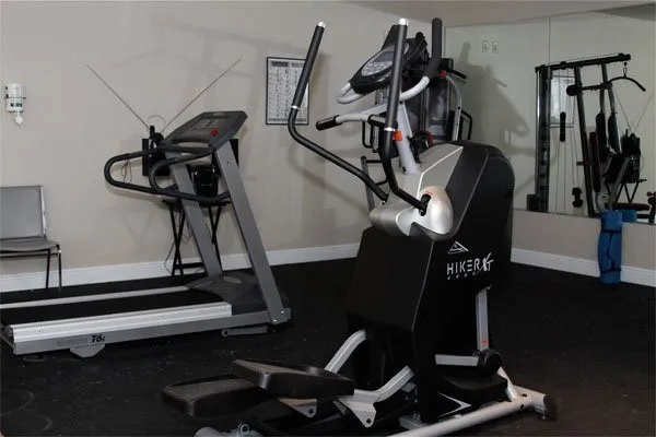 a room with gym equipment