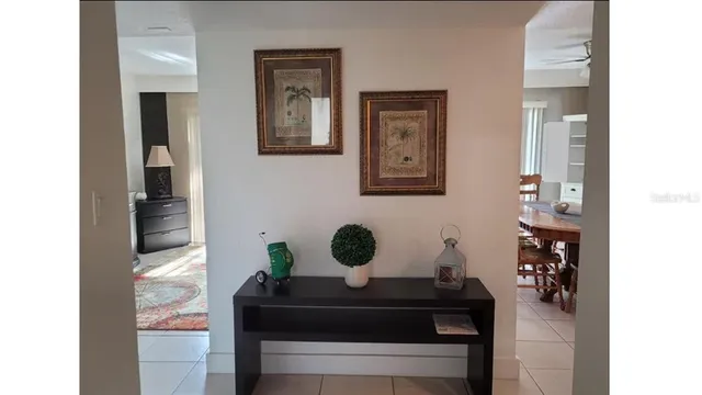 a living room with furniture and potted plant