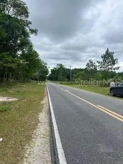 a view of a road with a yard