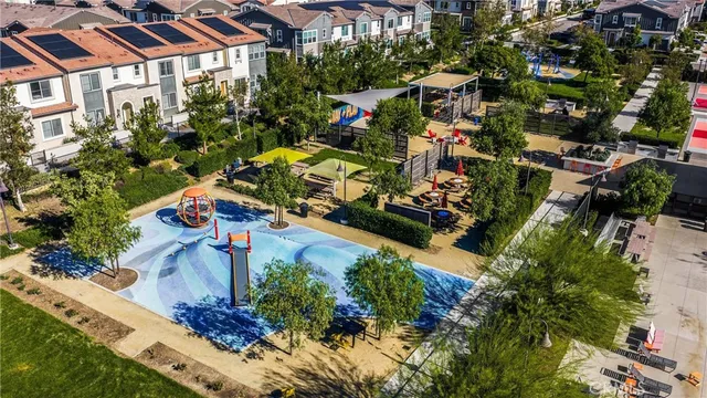 an outdoor space with lots of trees