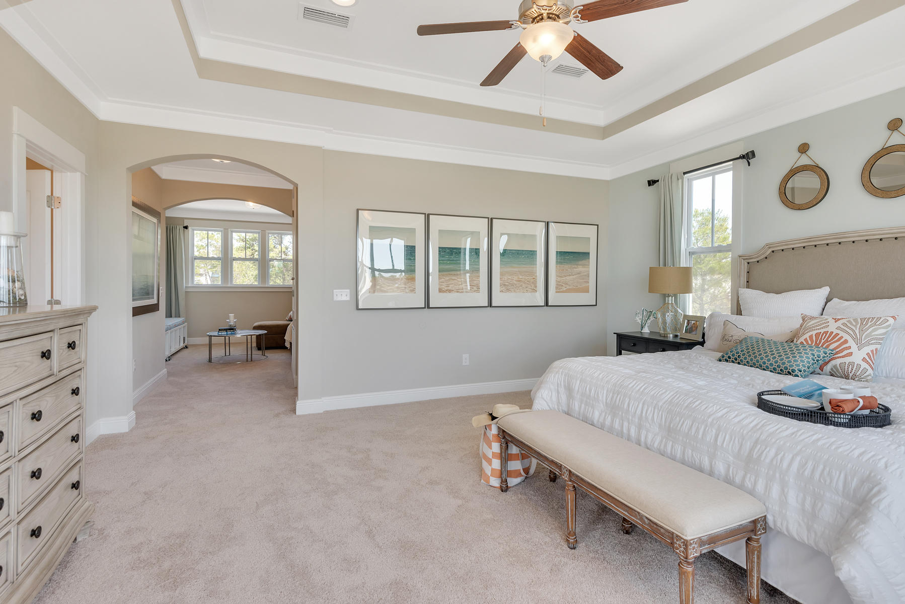 Lot 21 Grande Pointe Cir Inlet Beach Inlet Beach, FL 32461 - Photo 11 of 16 a bedroom with a bed and a chandelier