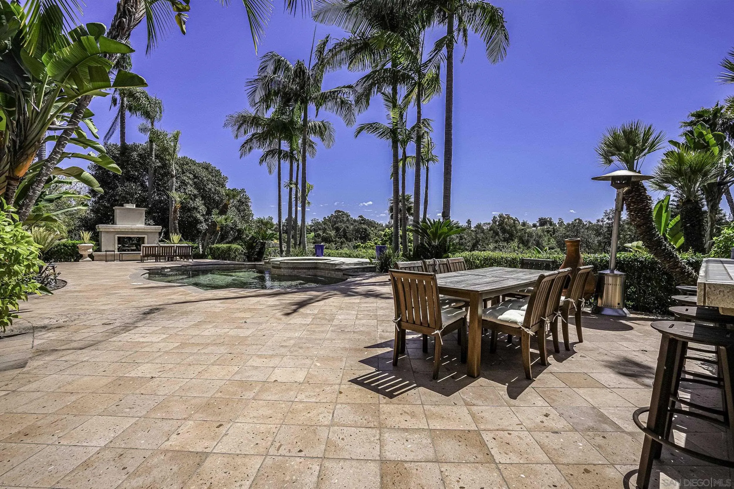 5305 La Crescenta Road Rancho Santa Fe, CA 92067 - Photo 60 of 63 Great entertaining deck , dining area and pool and spa