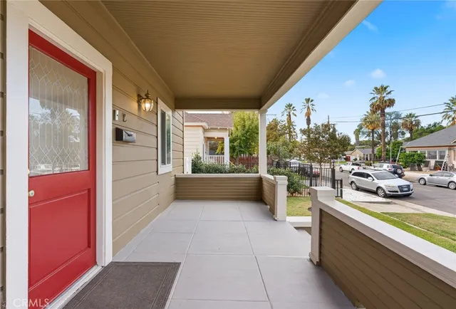 a view of a living room and bathroom