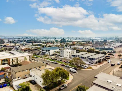 an aerial view of a city