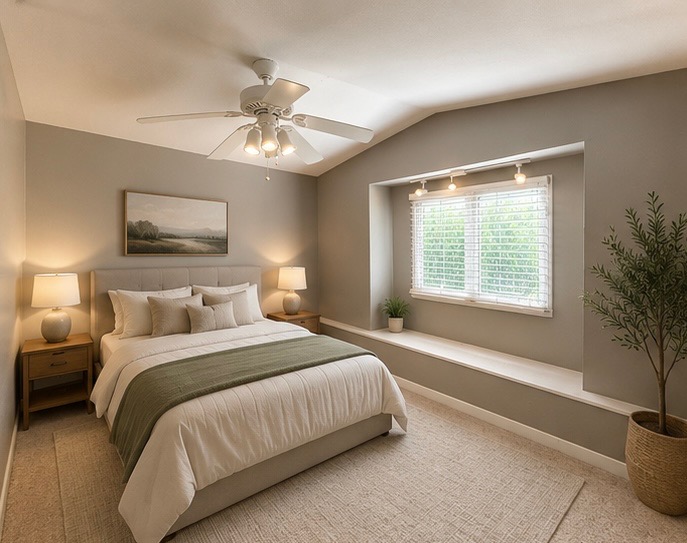 423 South Main Street Lockhart, TX 78644 - Photo 19 of 26 Vaulted ceiling with a ceiling fan light fixture