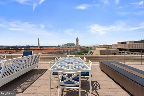 a view of a terrace with seating space