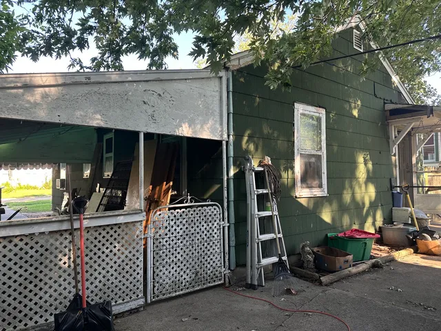 a house view with a garden space