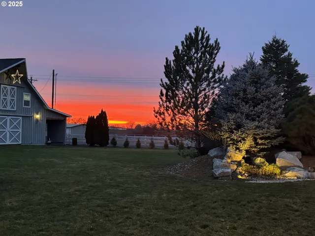 a backyard of a house with lots of green space