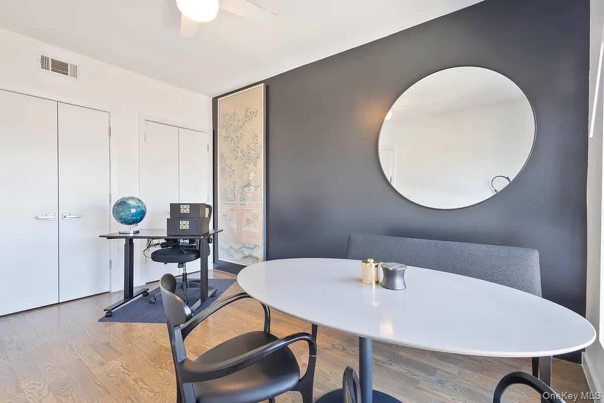 116 Covert Street, Unit 2A Brooklyn, NY 11207 - Photo 1 of 6 Dining area featuring wood finished floors and a ceiling fan