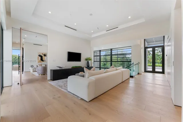 a view of a backyard with sitting area