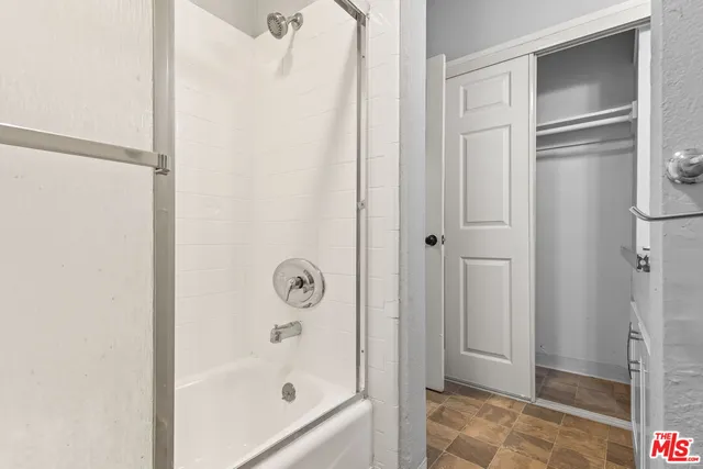 a bathroom with a bathtub