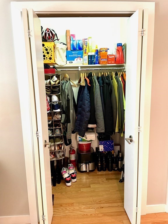 80 Broad Street, Unit 902 Boston, MA 02110 - Photo 18 of 30 a view of walk in closet with clothes and shoes