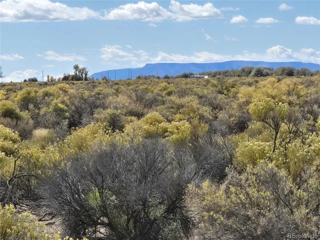 a view of a city with mountains in the background