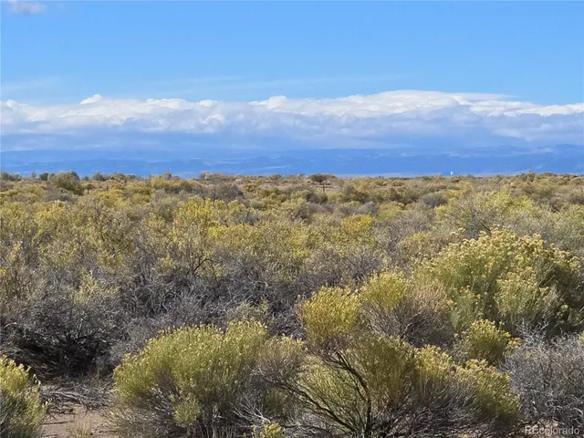a view of a yard with a mountain