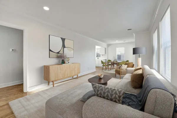 a living room with furniture