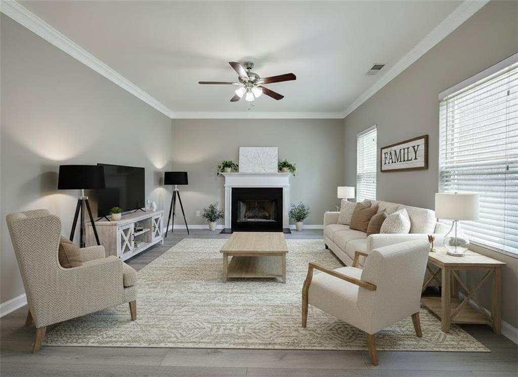 4 Timberland Trace Court Dallas, GA 30157 - Photo 11 of 53 a living room with furniture a fireplace and a flat screen tv