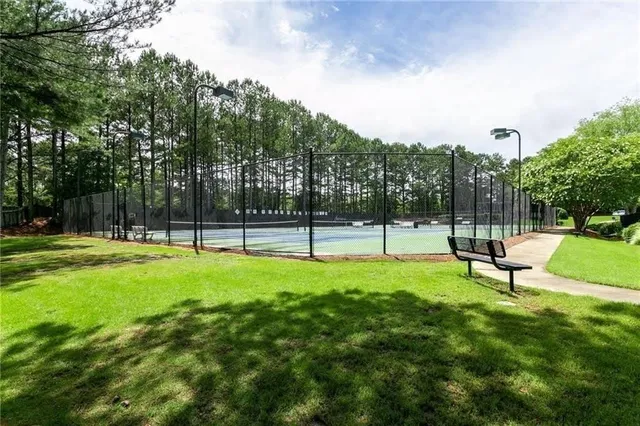 a view of a backyard with a slide