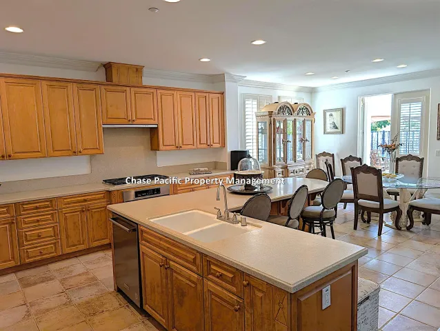 a large kitchen with lots of counter space