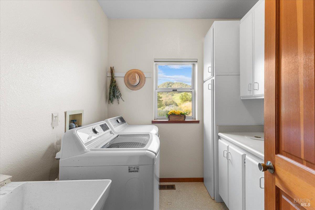 910-920 Lytton Springs Road Healdsburg, CA 95448 - Photo 23 of 59 a bathroom with a sink and a washer dryer