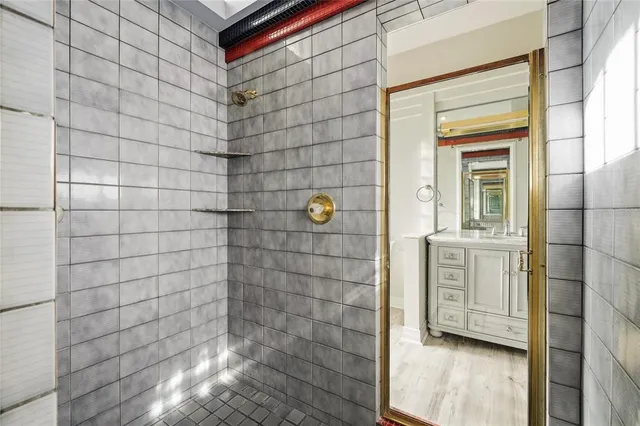 a bathroom with a shower