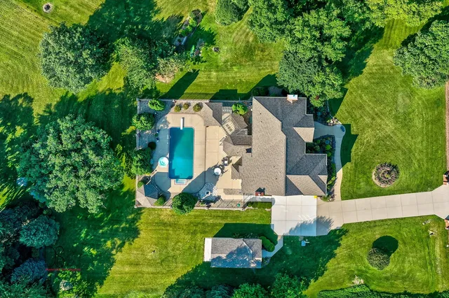 an aerial view of a house