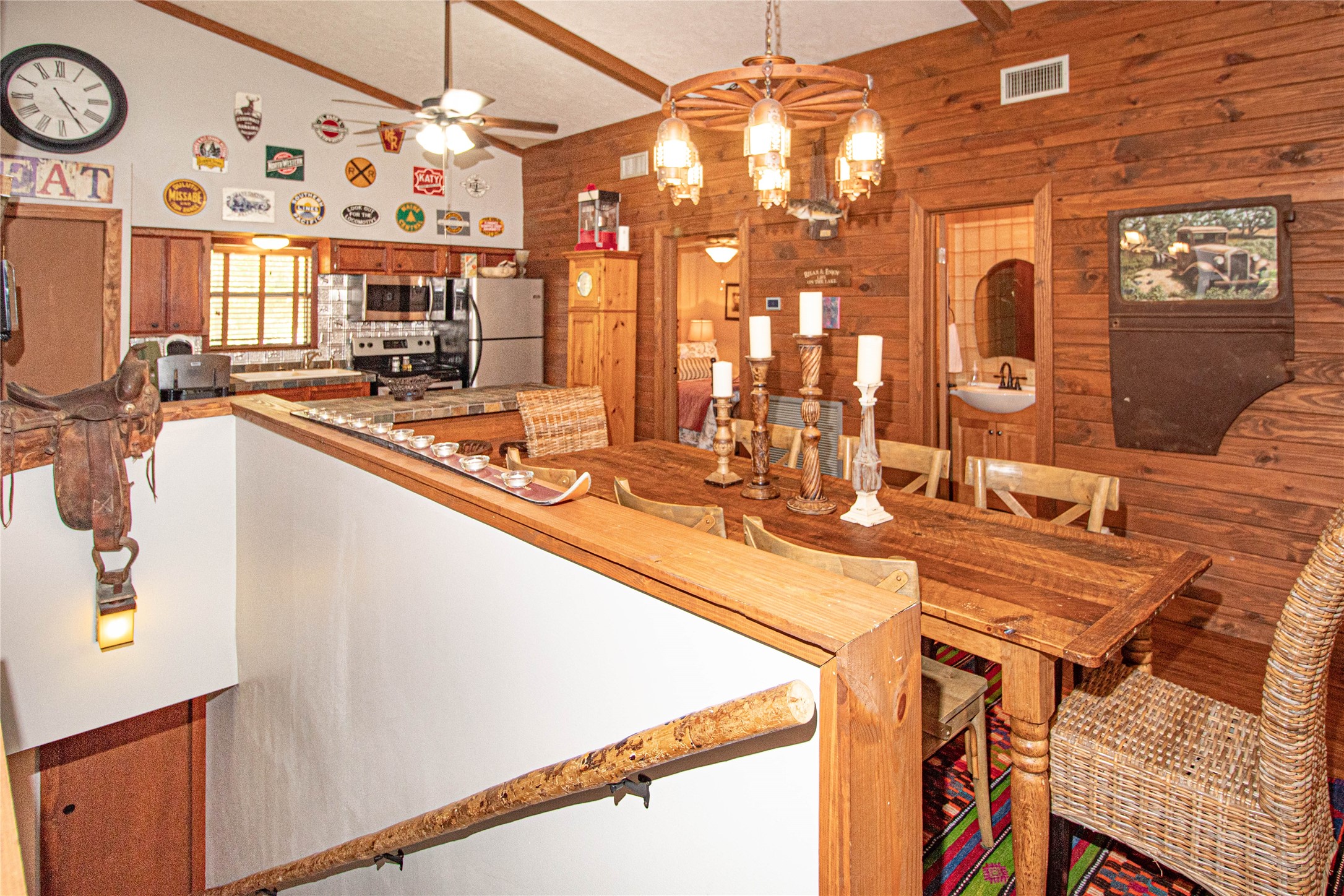70 Lower Cove Drive Point Blank, TX 77364 - Photo 41 of 50 View from the living area toward the kitchen.Large table can sit 8 easily. Everyone loves open concept. living, dining & kitchen.