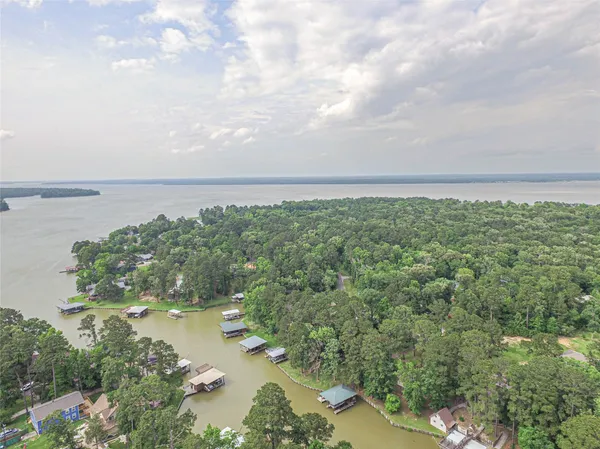 a view of a lake from a yard