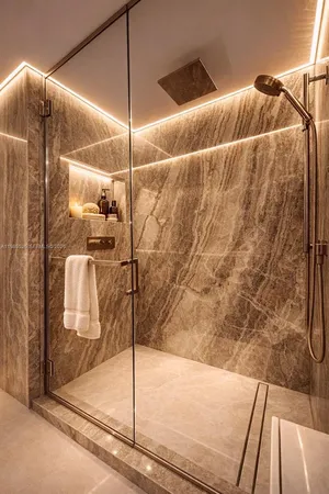 a bathroom with a shower