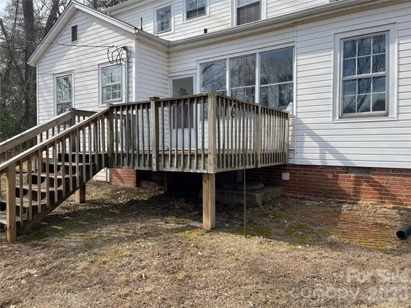 a view of a deck with a chair