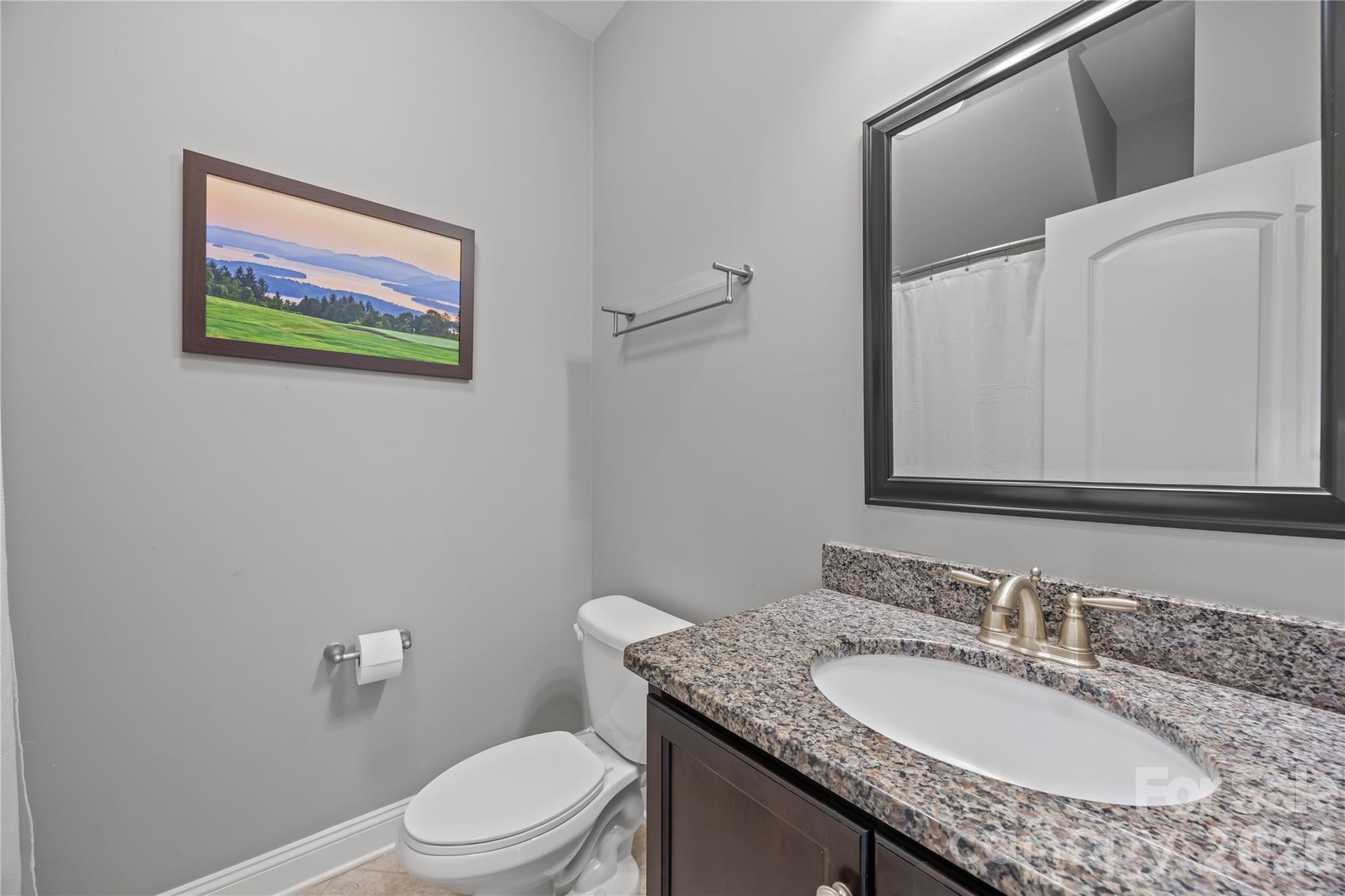 921 Rock Forest Way Fort Mill, SC 29707 - Photo 19 of 40 a bathroom with a granite countertop sink and a mirror
