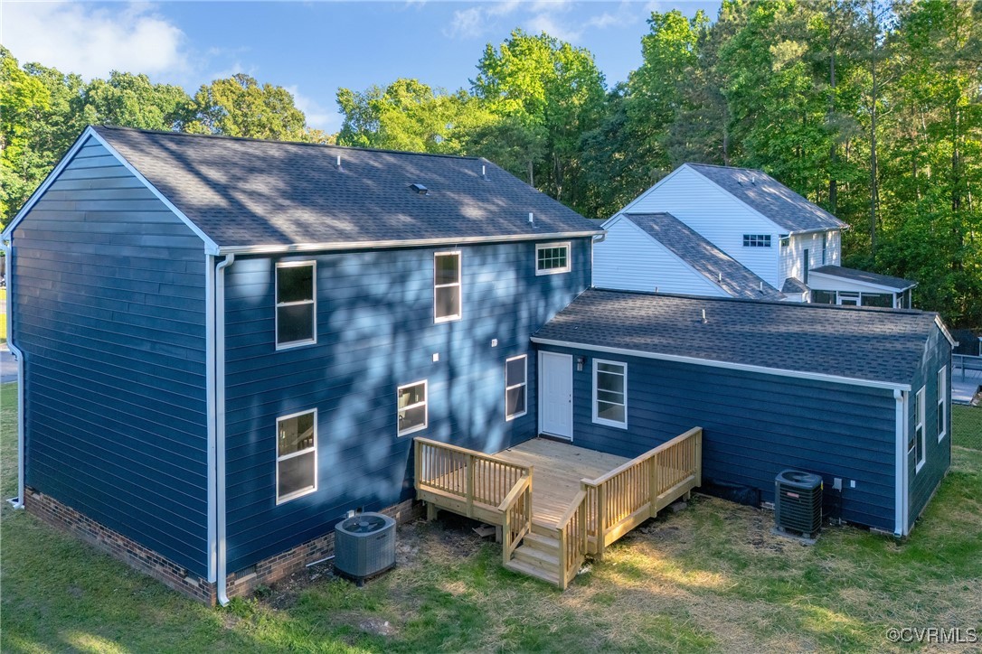 11202 Heathstead Road Chester, VA 23831 - Photo 47 of 50 Rear view of house with central AC unit, a deck, r