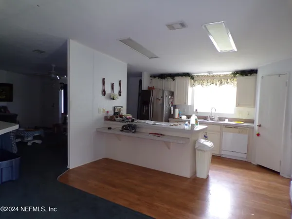 a bath room with a window