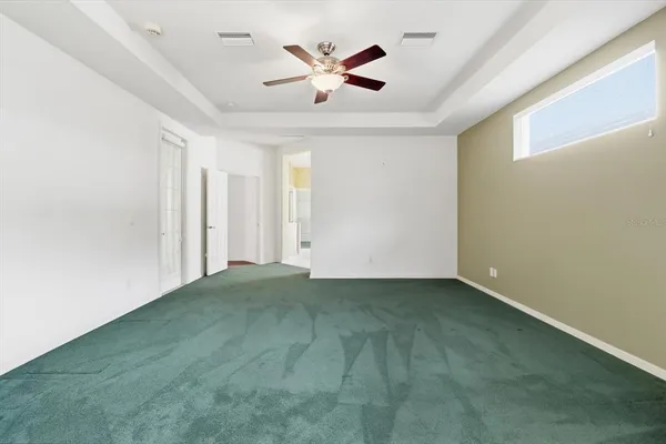 a view of a small space with racks on the wall