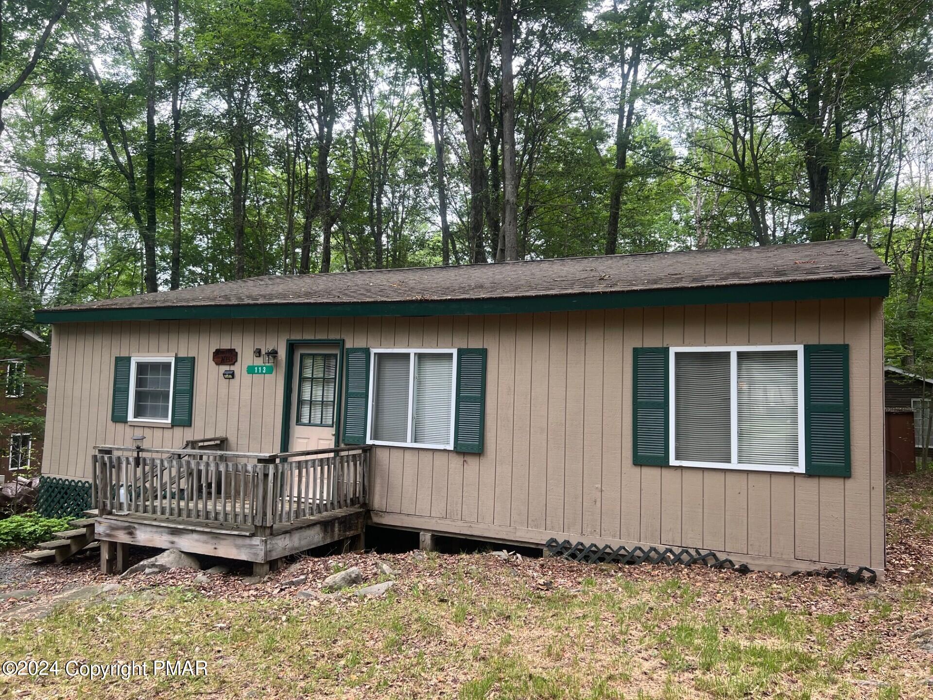 a view of a deck with a chair