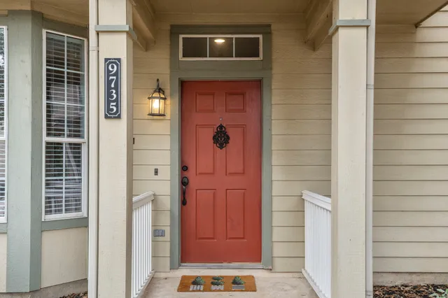 a front view of a house with windows