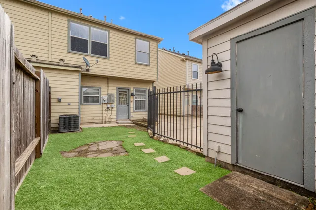 a view of a porch with a backyard