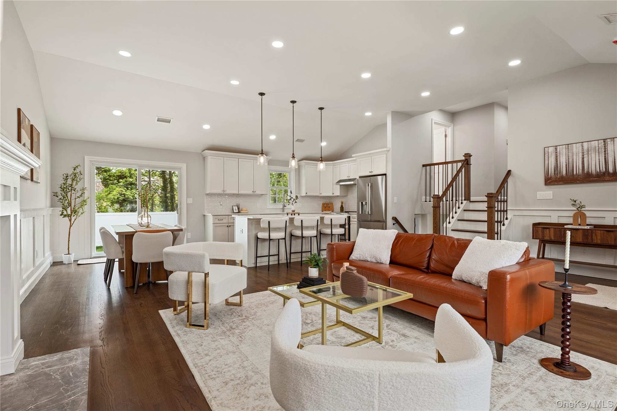 16 Eleanor Road Plainview, NY 11803 - Photo 4 of 28 Open-concept living room with hard wood floors, recessed lighting