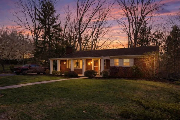 a view of a yard in front of a house