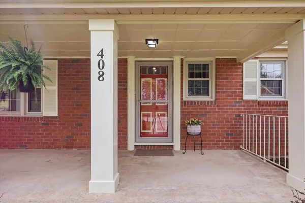 a view of an entrance of the building
