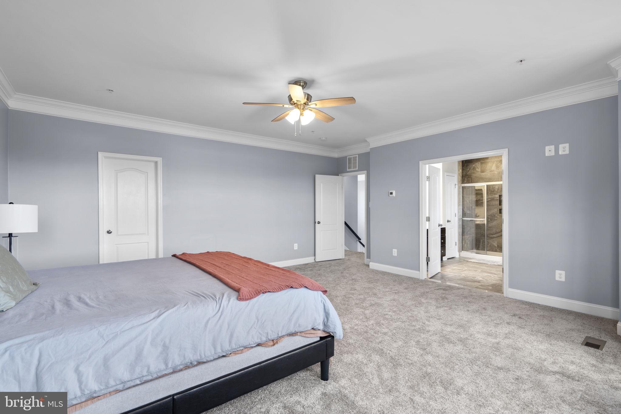 19723 Zion Road Brookeville, MD 20833 - Photo 34 of 67 a bedroom with a bed and a chandelier