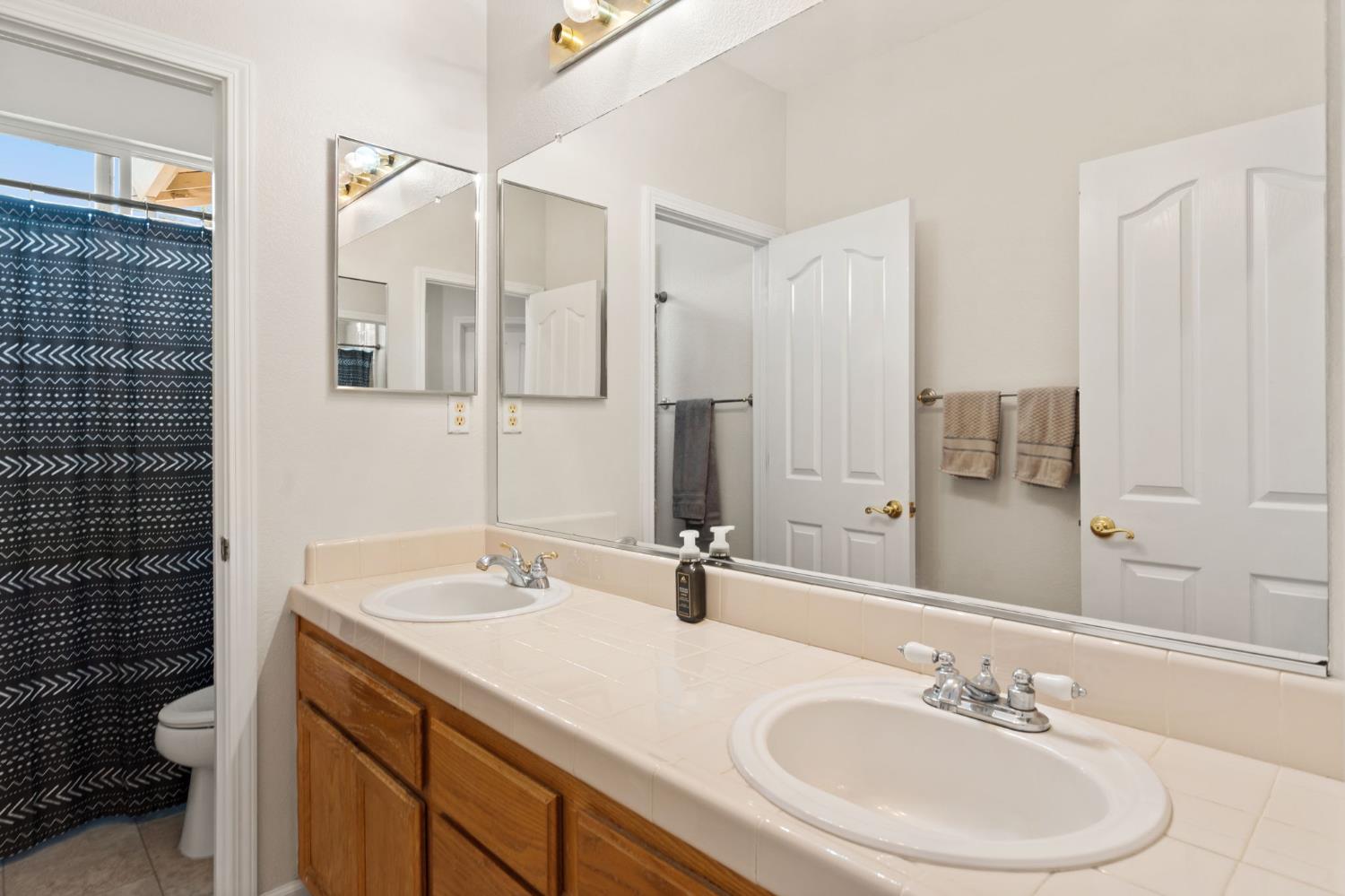 46 Bascom Court Sacramento, CA 95835 - Photo 19 of 34 a bathroom with a sink and a mirror